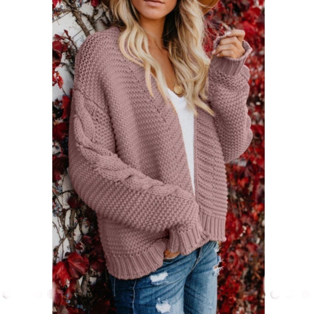 Open Front Chunky Knit Cardigan